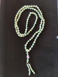 Gobi Desert Green Moss Agate with Amethyst Bead Mala Necklace