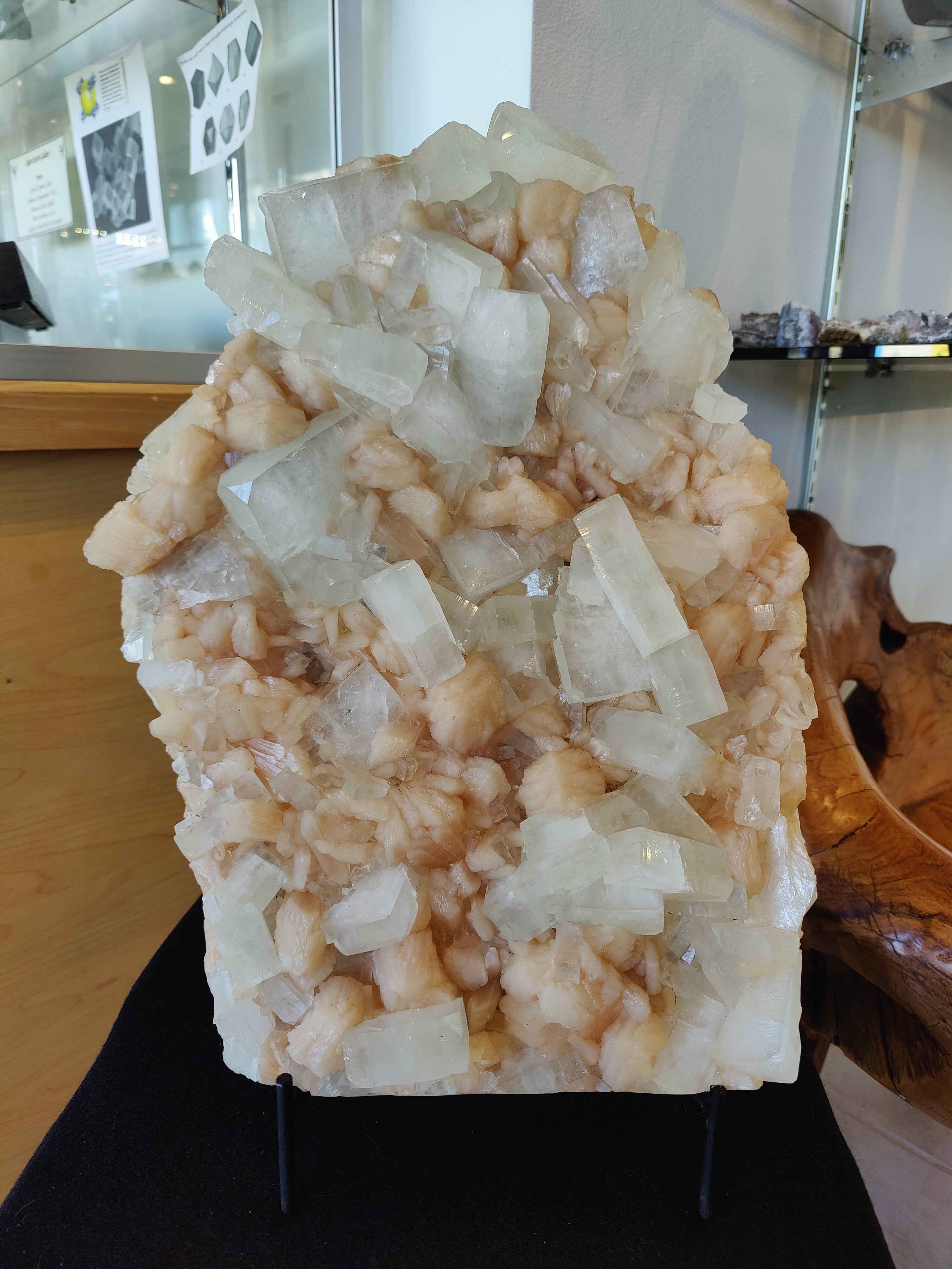 Clear Apophyllite Cubes with Peach Stilbite Cabinet Specimen 12.9kg