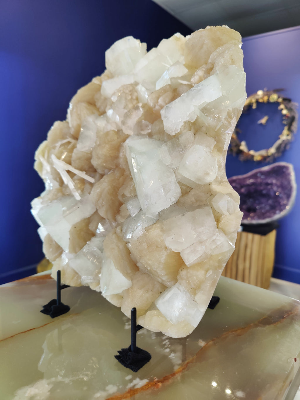 Clear Apophyllite Cubes with Stilbite & Scolecite Cabinet Specimen 7,245g