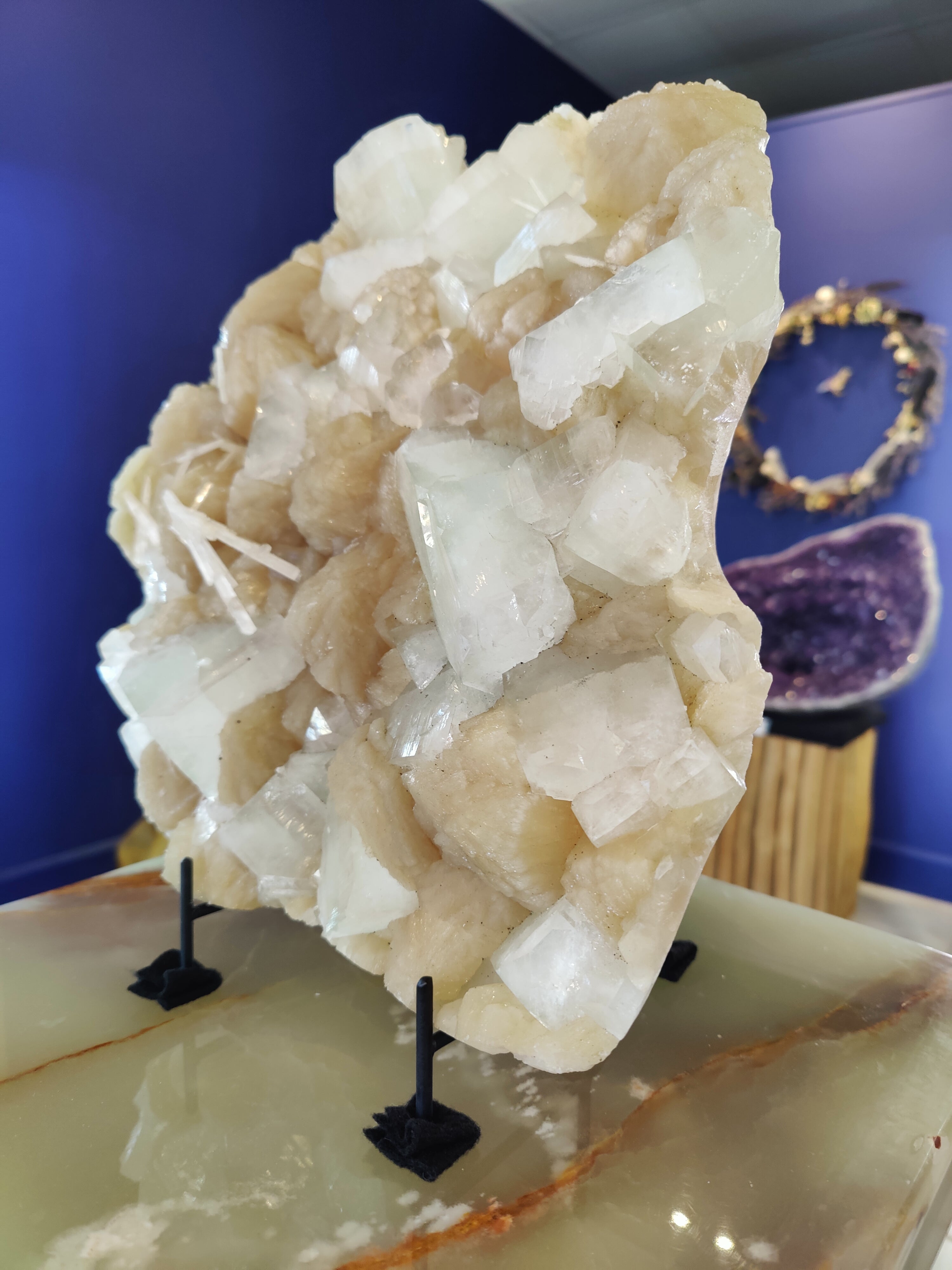 Clear Apophyllite Cubes with Stilbite & Scolecite Cabinet Specimen 7,245g