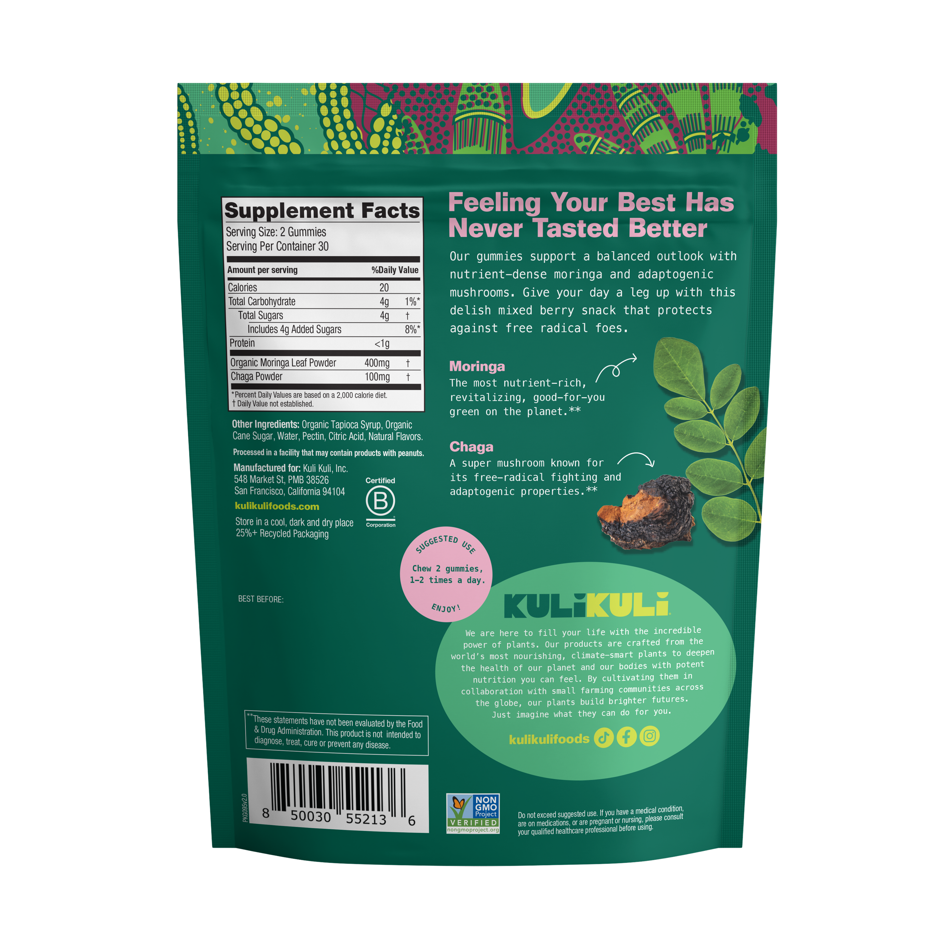 Moringa & Chaga Mushroom Superfood Gummies