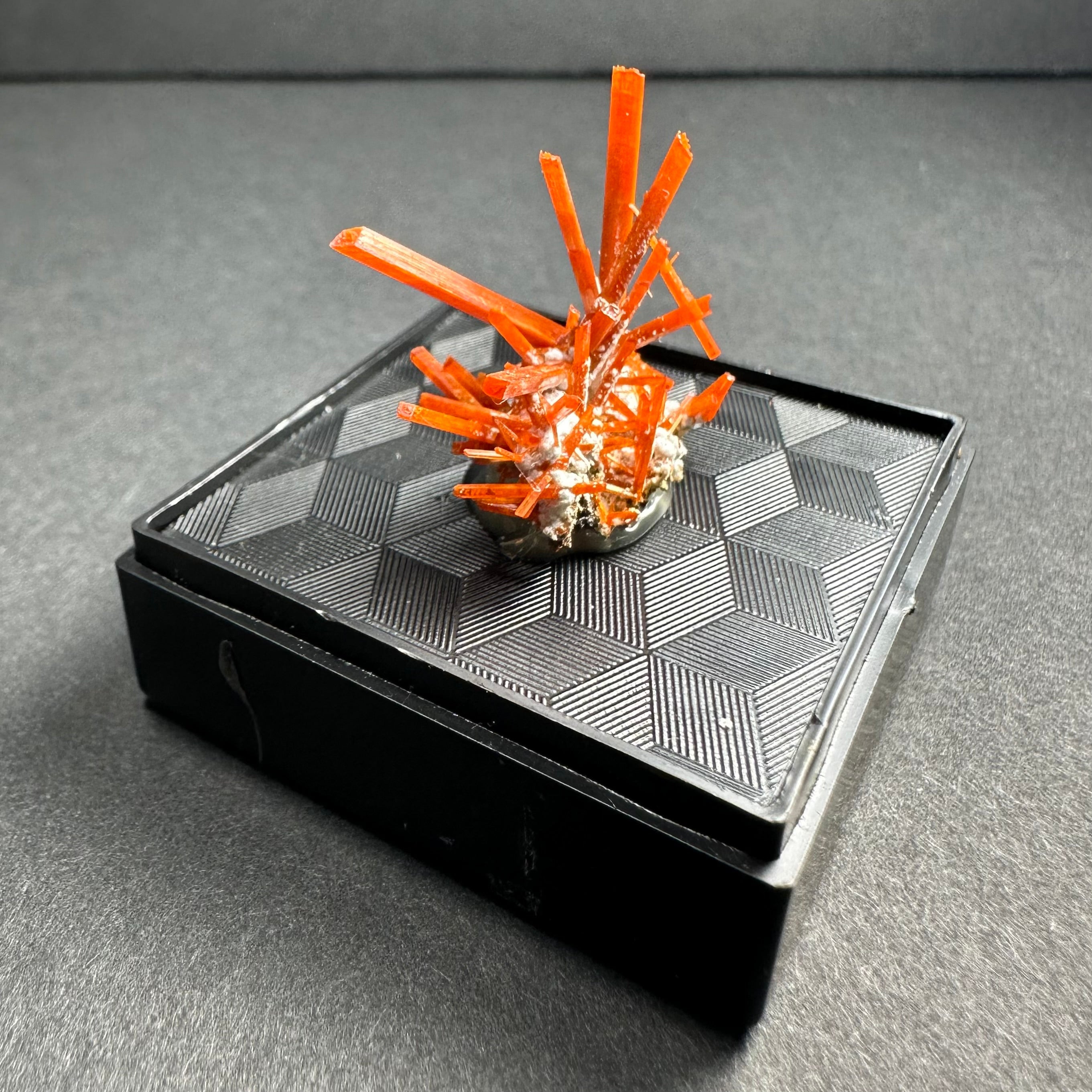 Crocoite on Matrix Adelaide Mine, Dundas, Tasmania, Australia