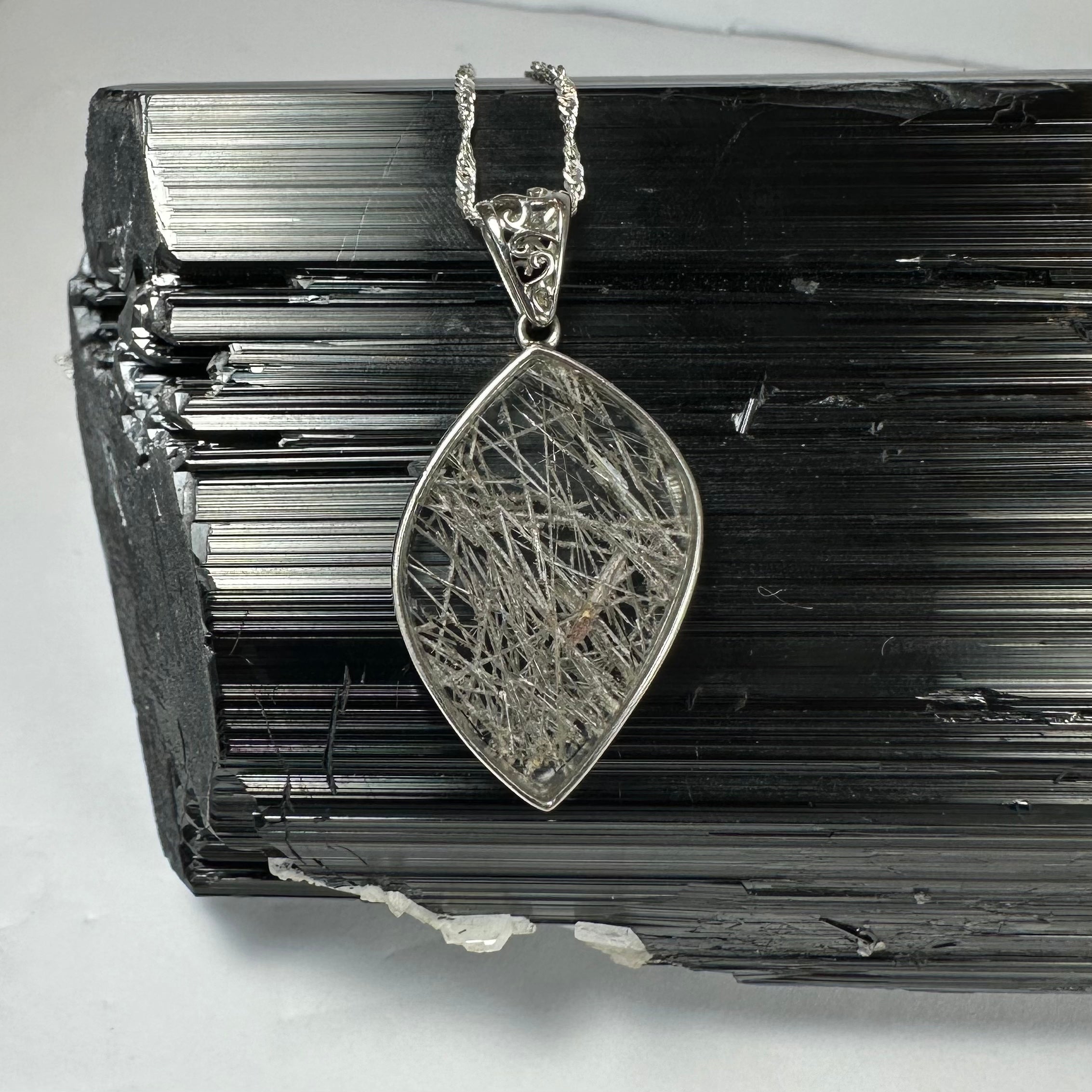 Rutilated Quartz Flame Pendant