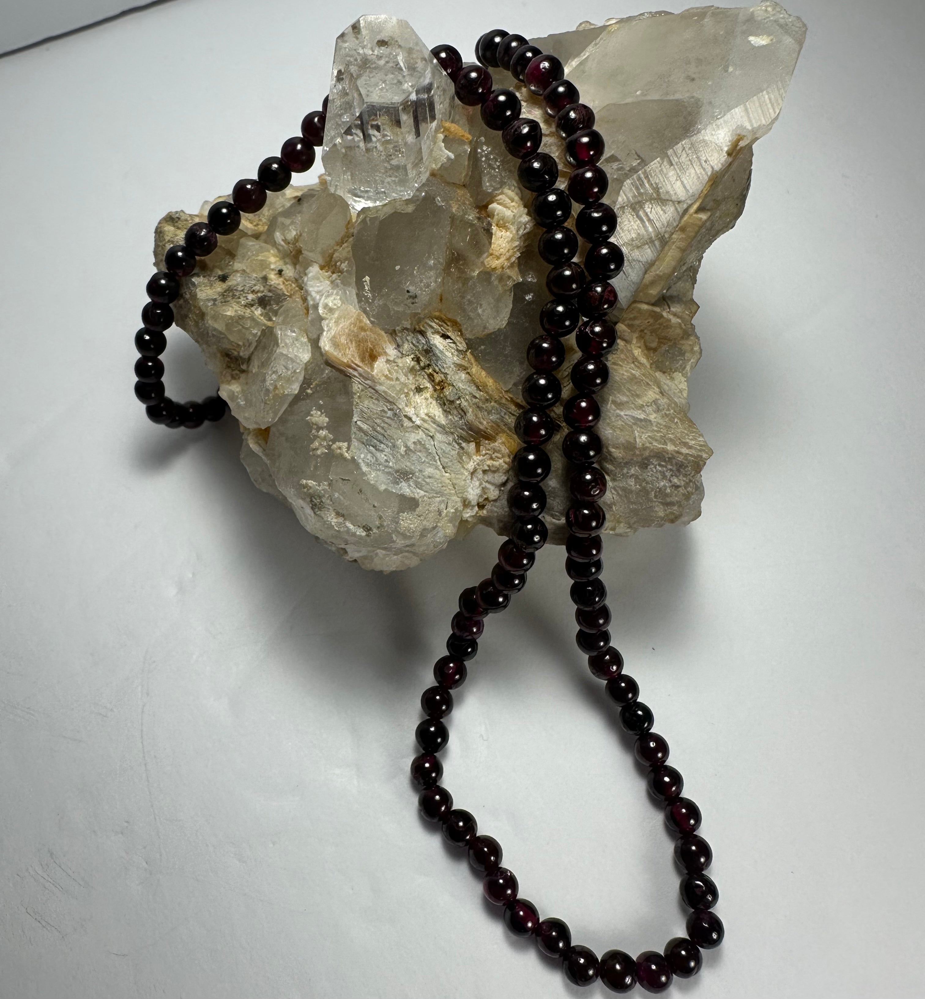 Red Garnet Round Bead Necklace
