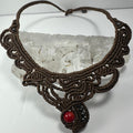 Handmade Macrame Choker with Coral Bead